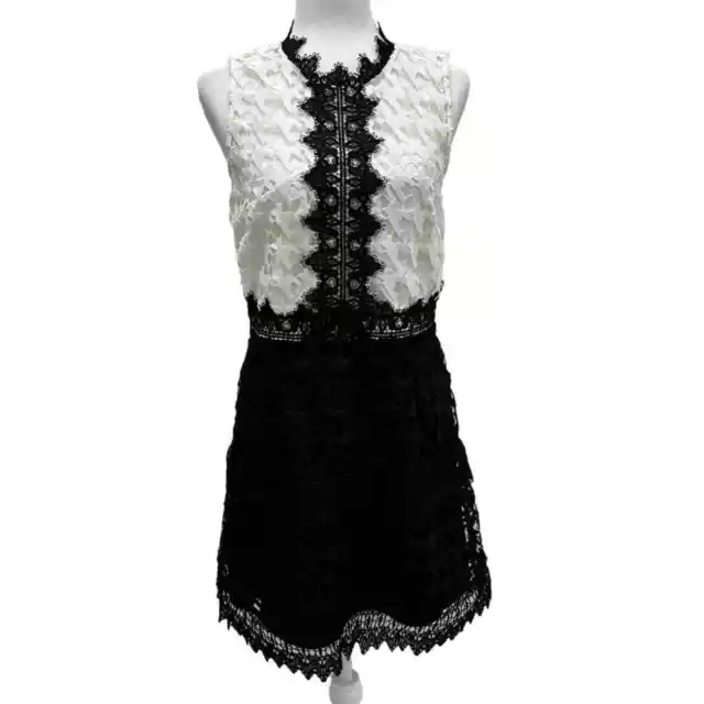 Adelyn Rae Black White Sleeveless Lace Cocktail Dress Womens M