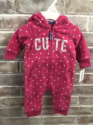 Baby Girls 3 mo. Carters Outfit 1pc Hooded Girl NWT Polka Dot Cute New