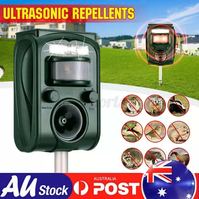 Ultrasonic Solar Powered Bird Pest Repeller Animal Rat Repellent w/LED Indicator