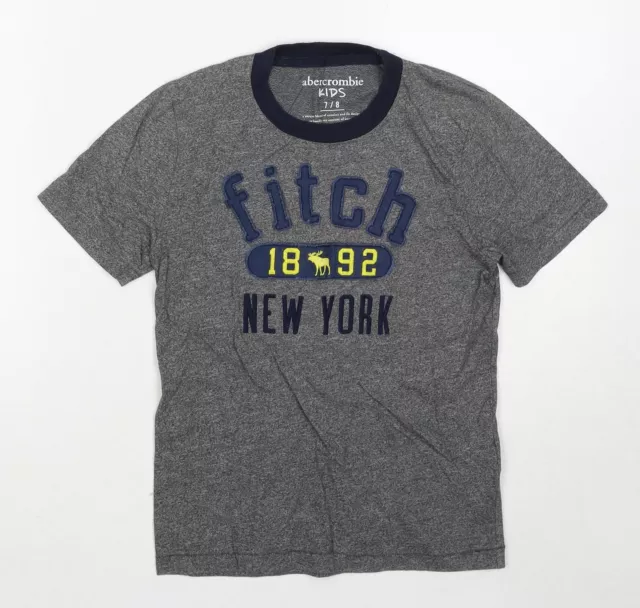 abercrombie kids Boys Grey Cotton Pullover T-Shirt Size 7-8 Years Crew Neck Pull