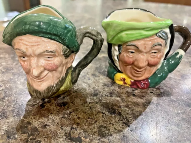 2 Royal Doulton Miniature Character Toby Jugs Auld Mac & Sairey Gamp