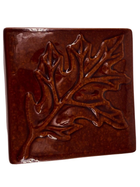 Glazed Ceramic brown leaf tile
