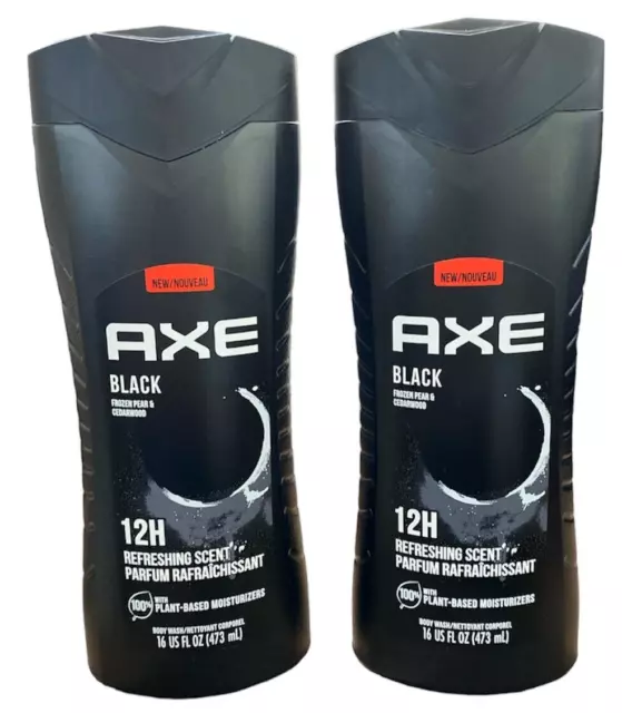 Lot 2 New Axe Black Frozen Pear & Cedarwood 12H Refreshing Scent Body Wash 16oz