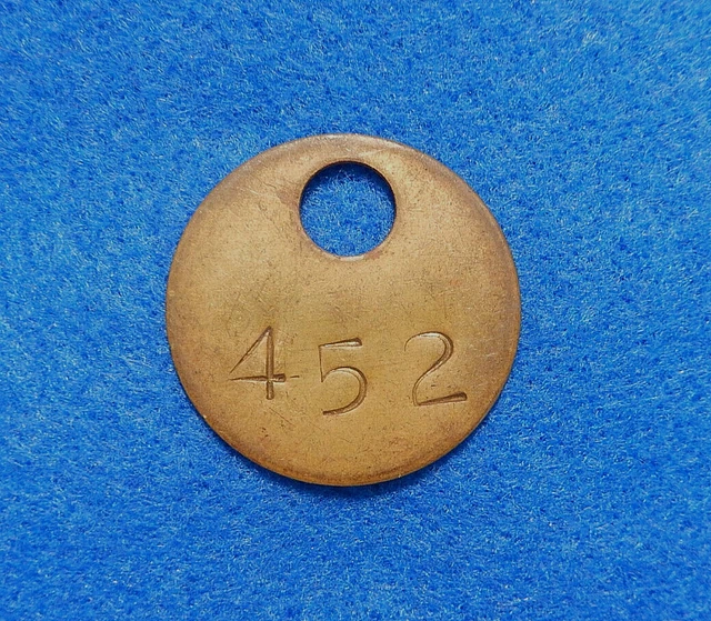 Brass Coal Mine Miner Mining Tag Vintage Antique #452, 1-3/8" Diameter 💎