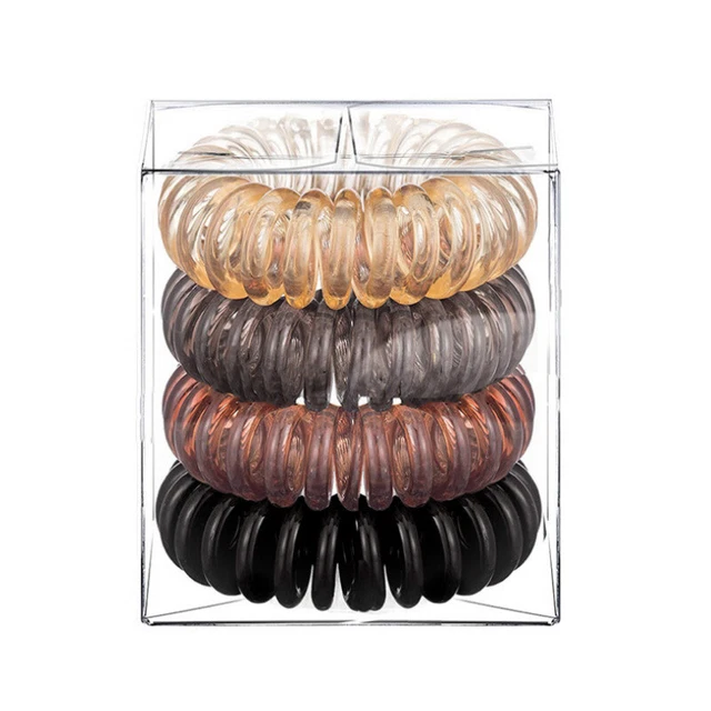 HAIR BOBBLES SPIRAL Coil Elastic Tie Wired Bands Stretchy Plastic