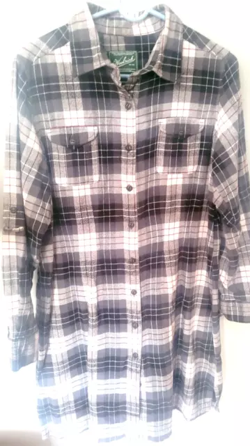 Womens Woolrich Flannel Plaid Nightshirt Sleep shirt Night gown Pajama Sz L/XL