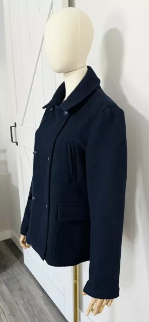 Petit Bateau Girls Size L 18 Years Navy Blue Wool Double Breasted Coat Womens Xs 2