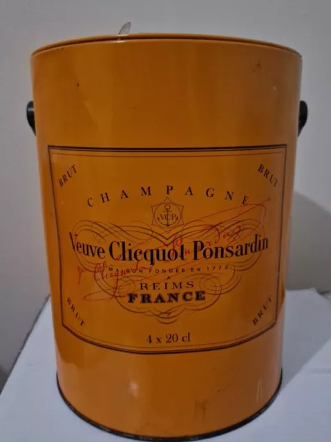 Champagne Ice Bucket Veuve Clicquot Ponsardin Paint Box With Lid Leaflet Sippers