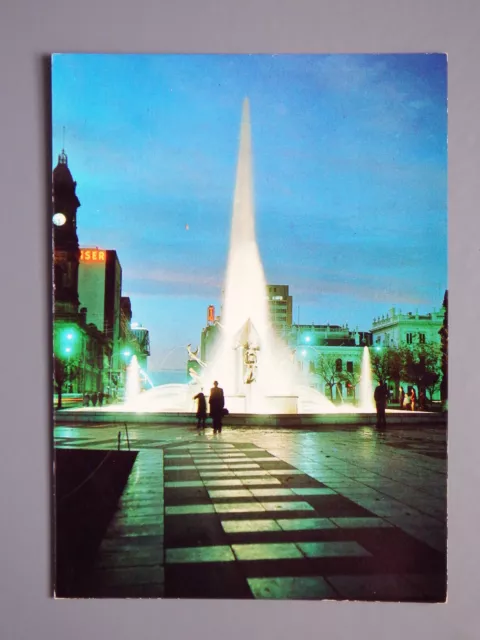 R&L Postcard: Victoria Square Fountain at Night Australia, Murfett National View