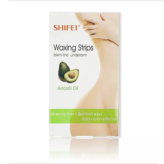 20Pcs Bikini Underarm Hair Removal Waxing Strips Avocado Oil Cold Wax Men Women