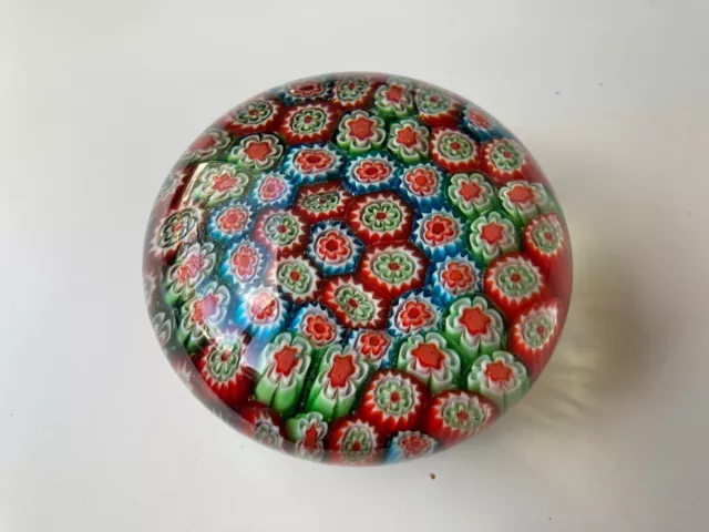 Heavy Multi-Coloured Millefiori Glass Paperweight