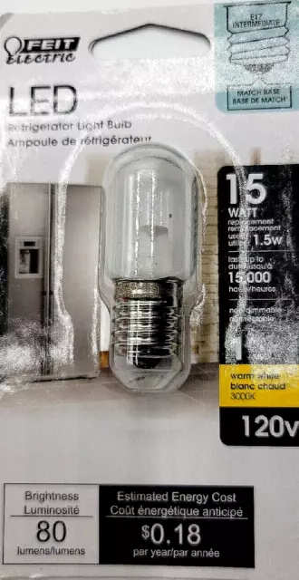 Feit Electric T7 E17 Intermediate LED Refrigerator Bulb 15W Equiv Warm White