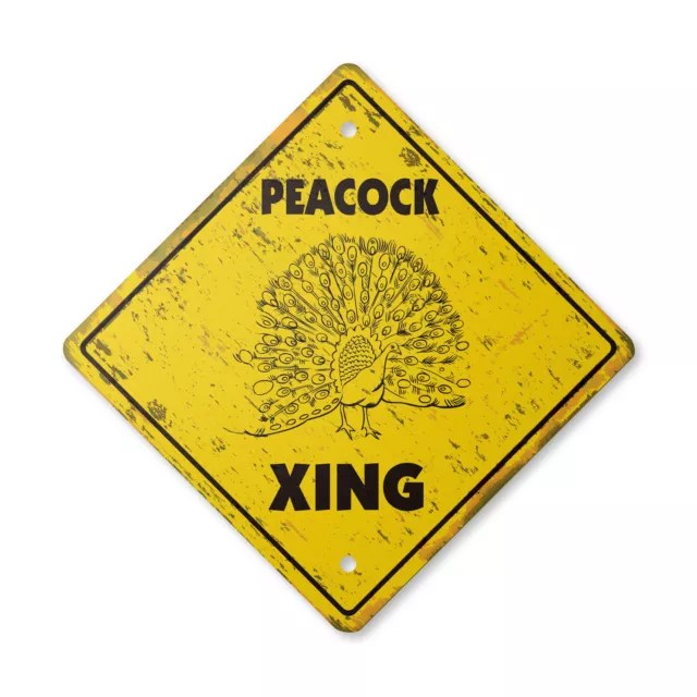 Peacock Vintage Crossing Sign Xing Plastic Rustic Indoor Outdoor watch shirt jac
