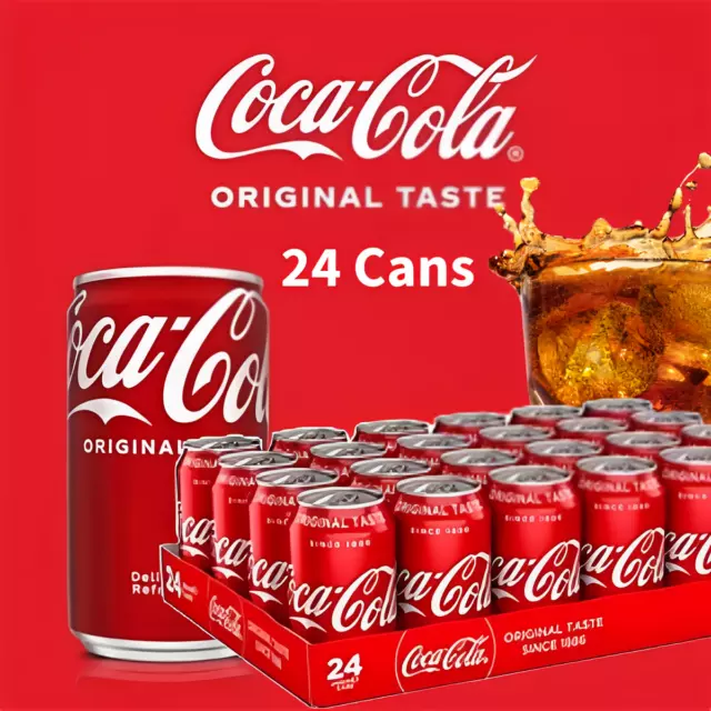 Coca Cola Original Taste Coke 330 ml Pack of 24 Cans Fizzy Soft Drink Full Case