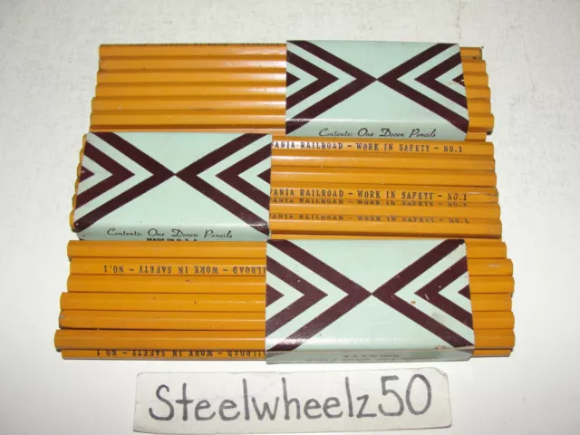 36 Vintage Pennsylvania Railroad Pencil Lot Plus Sleeves Work In Safety No 1 HTF