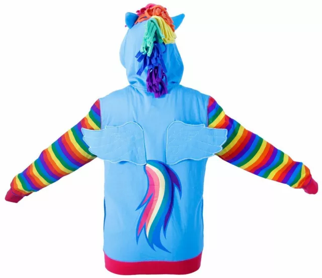 Adult Mens Cartoon Show My Little Pony Rainbow Dash Striped Zip Up Hoodie 2
