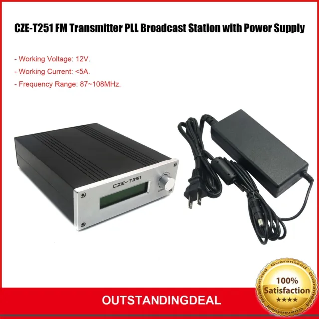 CZE-T251 FM Transmitter Mono Stereo PLL Broadcast Station 0-25W 87-108MHz ot34