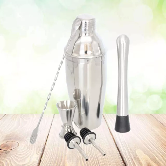 6 Pcs Stainless Steel Cocktail Shaker Mixer Drink Bartender Martini Tools Bar