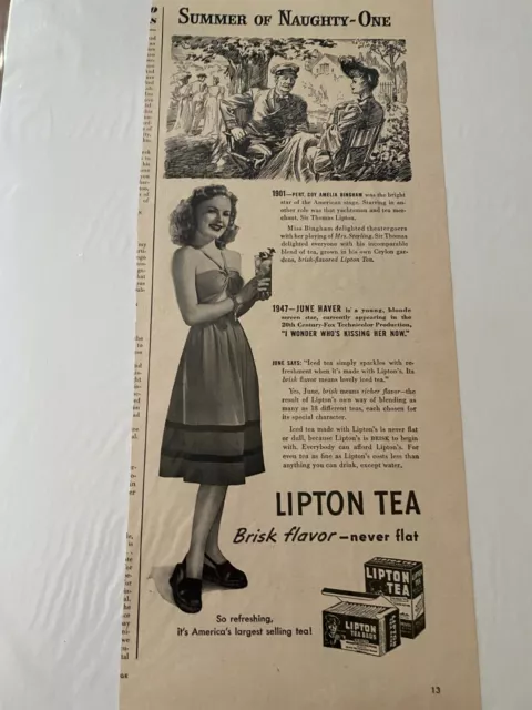 1947 June Haver Lipton Tea ad