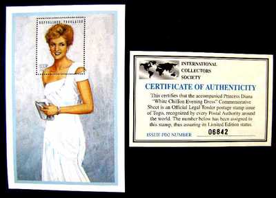 Princess Diana "White Chiffon Evening Dress" Mnh Og (See Note)