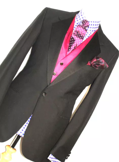 Luxury Mens Gieves & Hawkes Savile Row  Black Tuxedo Dinner Suit 38R W32 X L31