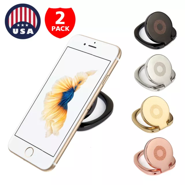 2-Pack Universal 360 Rotating Finger Ring Stand Holder For Cell Phone iPhone