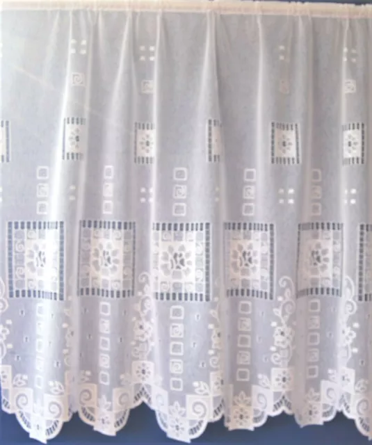 Crystal A White Sheen Heavy Weight Abstract Straight Net Curtain  Per Metre