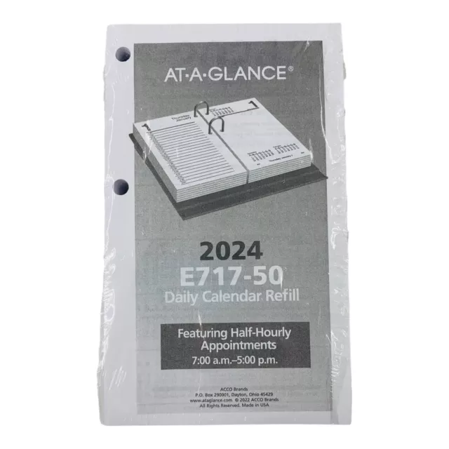 At-A-Glance 2024 Daily Loose-Leaf Desk Calendar Refill 3 1/2" x 6"