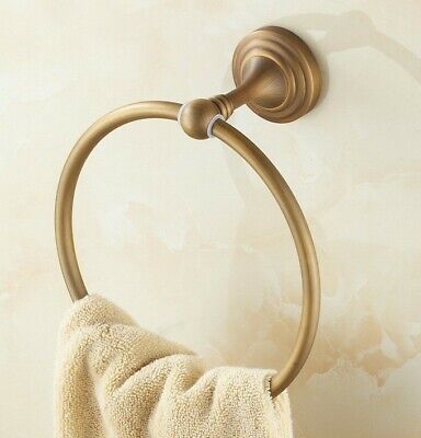 Antique Brass Wall Mounted Bathroom Accessory Bath Towel Ring Holder fba033