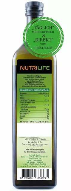 Nutrilife Schwarzkümmelöl ungefiltert, 2 Liter von Kräuterland, täglich frisch 2