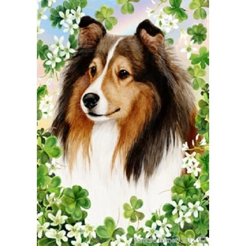 Clover Garden Flag - Sable Shetland Sheepdog Sheltie 310141