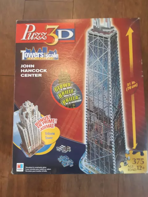 Wrebbit Puzz 3D John Hancock Ctr & Tribune Tower Towers to Scale Puzzle COMPLETE