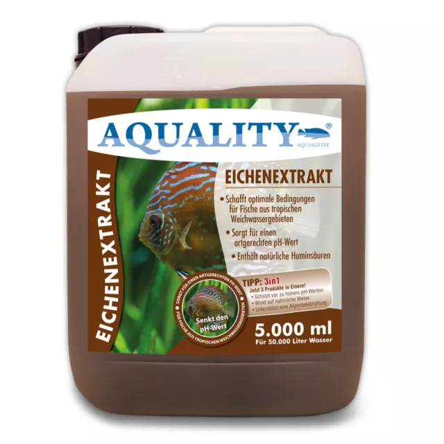(5,--€/l) AQUALITY Eichenextrakt 5 Liter pH Minus senkt den pH Wert im Aquarium