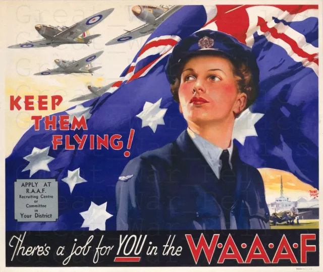 WW2 Propaganda Poster - RAAF Australia, Aviation Art, Vintage War Poster