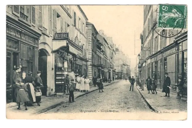 CPA 95 ARGENTEUIL, Grande Rue, animated, dated 1909