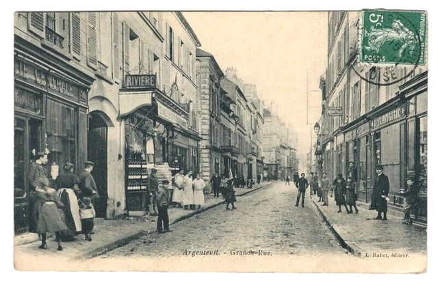 CPA 95 ARGENTEUIL, Grande Rue, animated, dated 1909