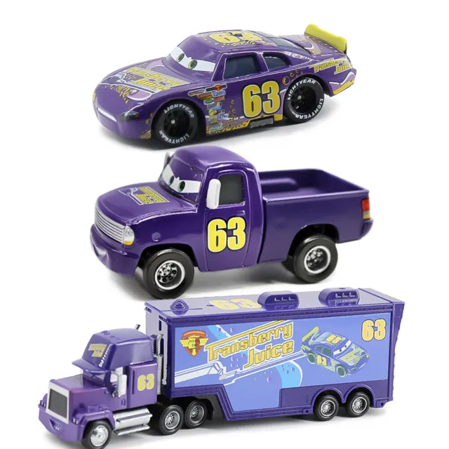 3PCS Disney Pixar Cars McQueen Film Transberry Juice NO.63 Truck Pickup Car Toy