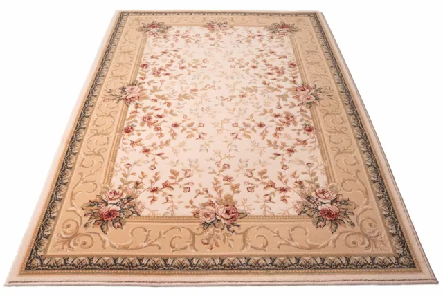 Klassischer Orient Teppich aus Schurwolle | Florales Aubusson | Beige | Floresti