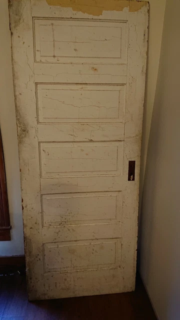 2 Five panel craftsman era antique vintage interior doors 1920s 32x80 and 32x79"