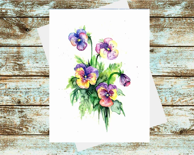 Set Of 6 Greeting Cards 5x7   Flowers Floral Watercolor Art