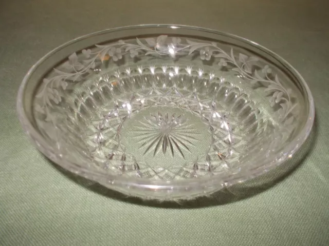 Vintage Signed LIBBEY American Brilliant Period Cut Glass & Engraved Bowl ABP CG Vintage Signed LIBBEY American Brilliant Period Cut Glass & Engraved Bowl ABP CG
