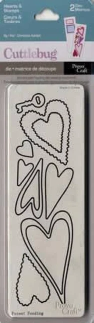 Cuttlebug - 2 troqueles - corazones y estampillas