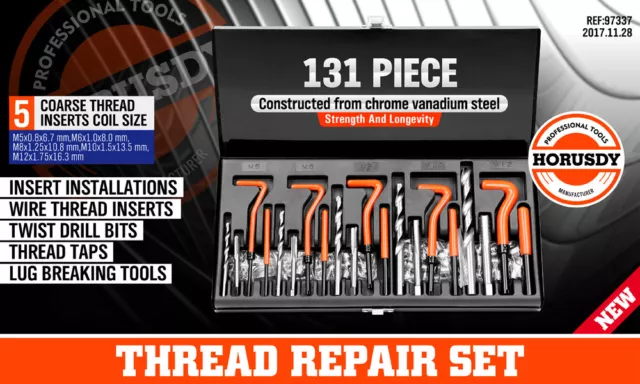 Useful 131Pc Thread Repair Kit HSS Drill Helicoil Repair Kit SAE Metric Inch&MM