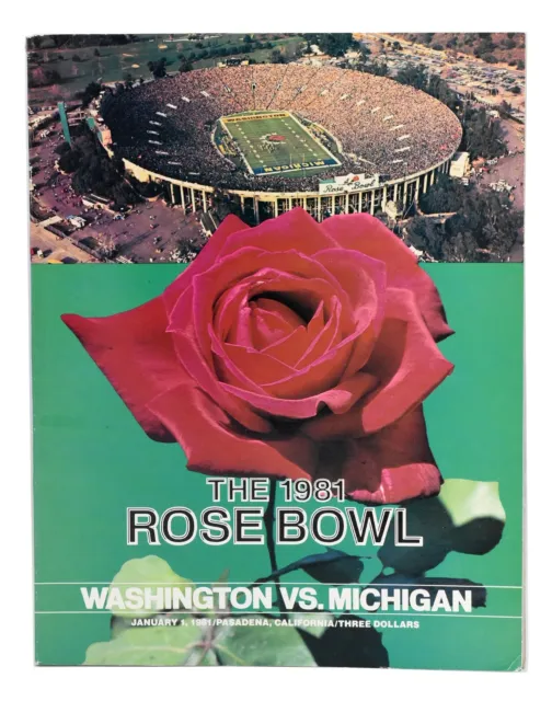Washington vs Michigan Wolverines Football Program 1981 Rose Bowl Game