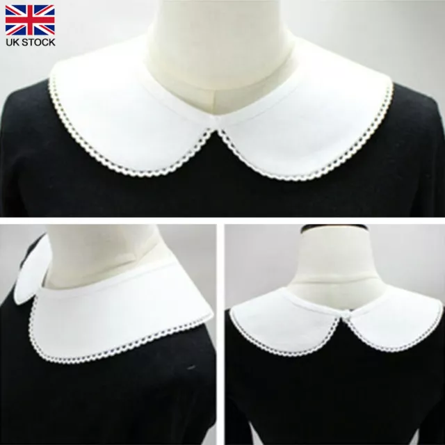 Women Peter Pan Faux Fake Lapel Half Shirts Collar Necklace Choker Detachable UK