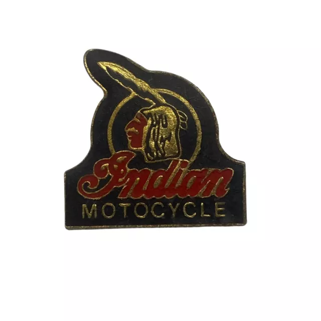 VTG Indian Motorcycle Chief with Feather Logo Black Red Enamel Biker Pin Badge