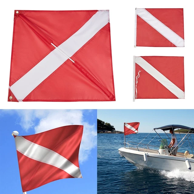 Drapeau De Plongée Sécurité – Rouge Et Blanc, 24x24 Cm, Tissu Oxford Résistant, Pour Bateaux Et Sports Sous-marins