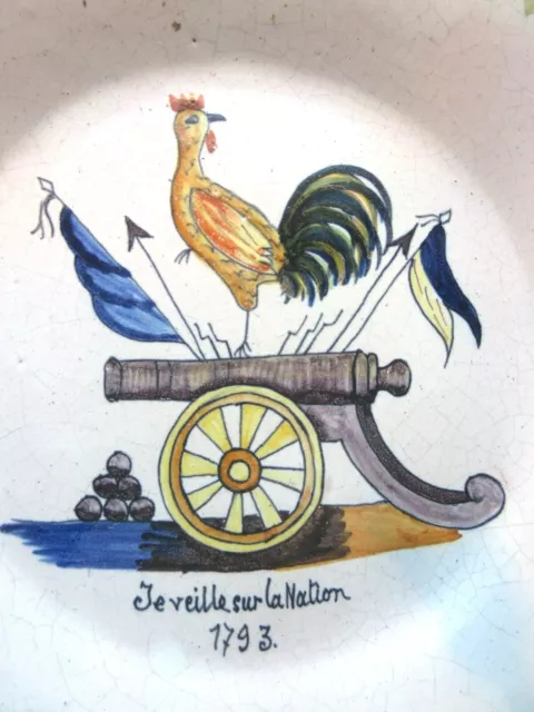 Assiette révolutionnaire de Nevers: Je veille sur la Nation 1793, COQ sur canon 2