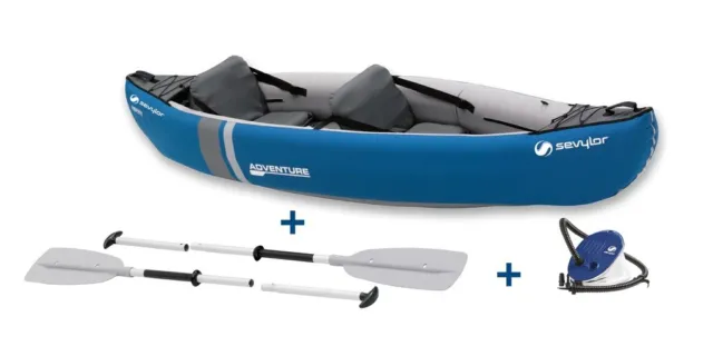 Sevylor Adventure Kit 2 Person Inflatable Canoe Kayak inc Pump Paddles & Bag NEW