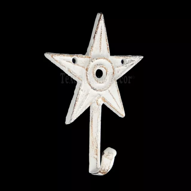 White Star Towel Hook Wall Coat Hanger Key Cast Iron Rustic Western Antique Look